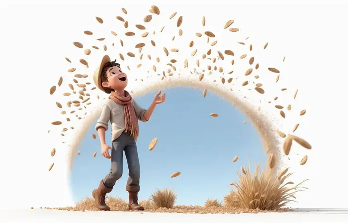 Best 3D Illustration of a Cartoon Artwork Featuring a Farmer Boy